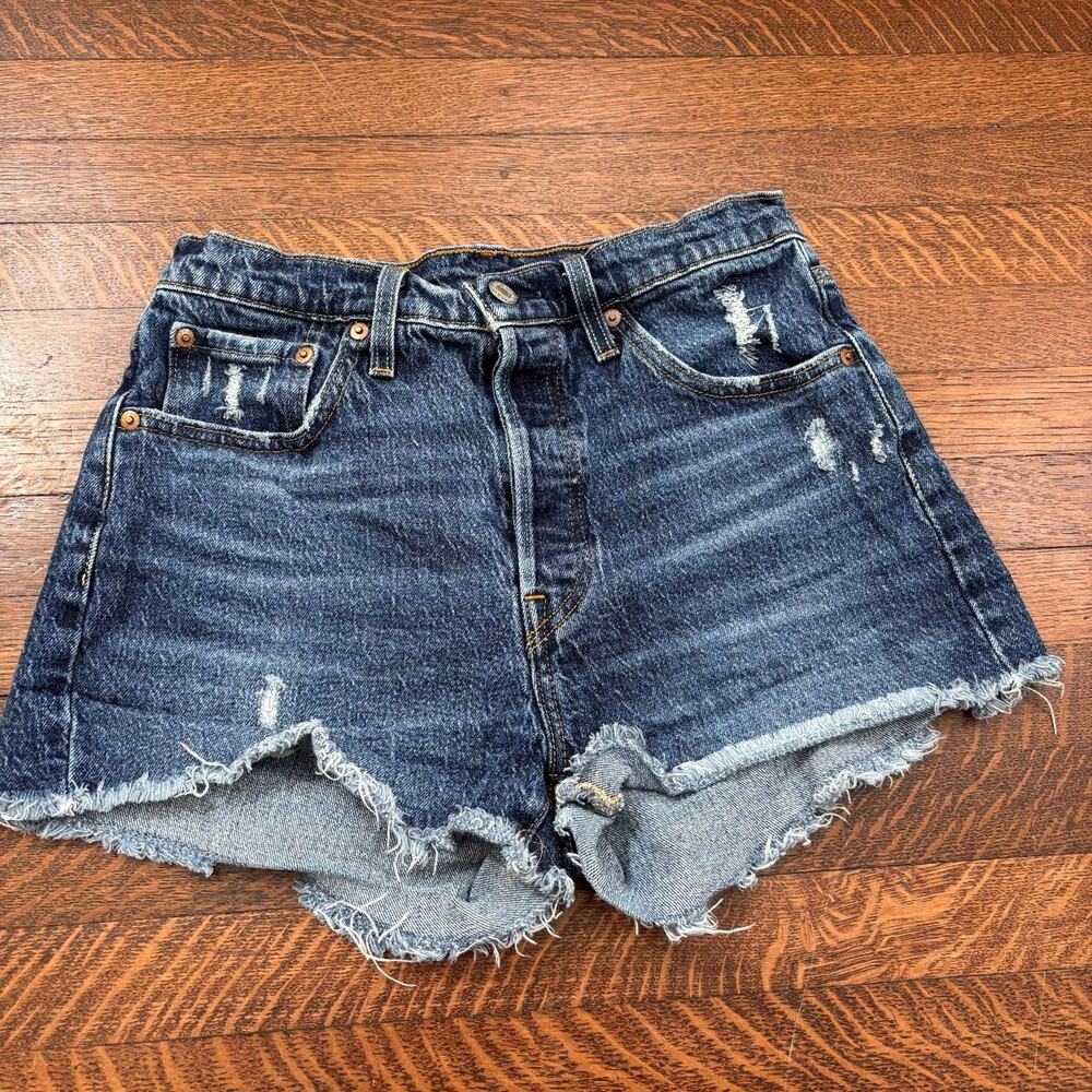 Levi's 501 Women's Denim Cutoff Shorts W28 Blue Jean Shorts Pre-Owned